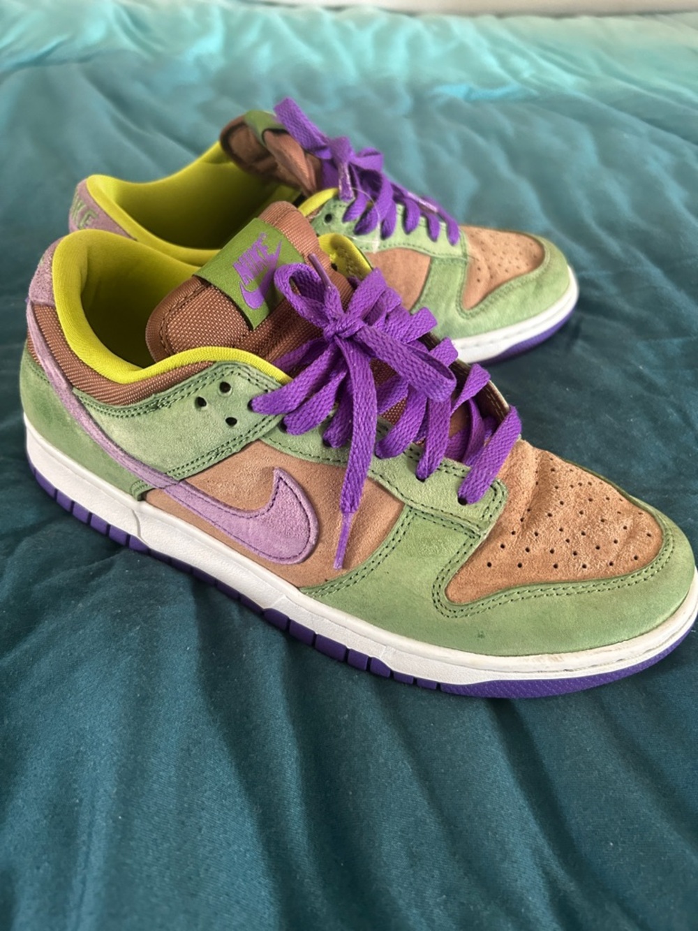 Nike Dunk low Veneer Multicolor Suede in Green, Lavender